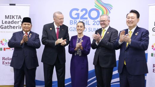 Presiden Prabowo Subianto menghadiri MIKTA Leaders’ Gathering yang ke-2 di sela-sela pelaksanaan KTT G20 di Rio de Janeiro, Brasil, pada Senin, 18 November 2024. (BPMI Setpres)