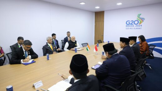 Presiden Prabowo Subianto mengadakan pertemuan bilateral dengan Perdana Menteri (PM) India Narendra Modi, pada Senin, 18 November 2024, di sela-sela Konferensi Tingkat Tinggi (KTT) G20 di Rio de Janeiro, Brasil. (BPMI Setpres)